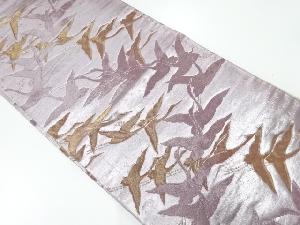 アンティーク　群鶴模様織出し袋帯（材料）
